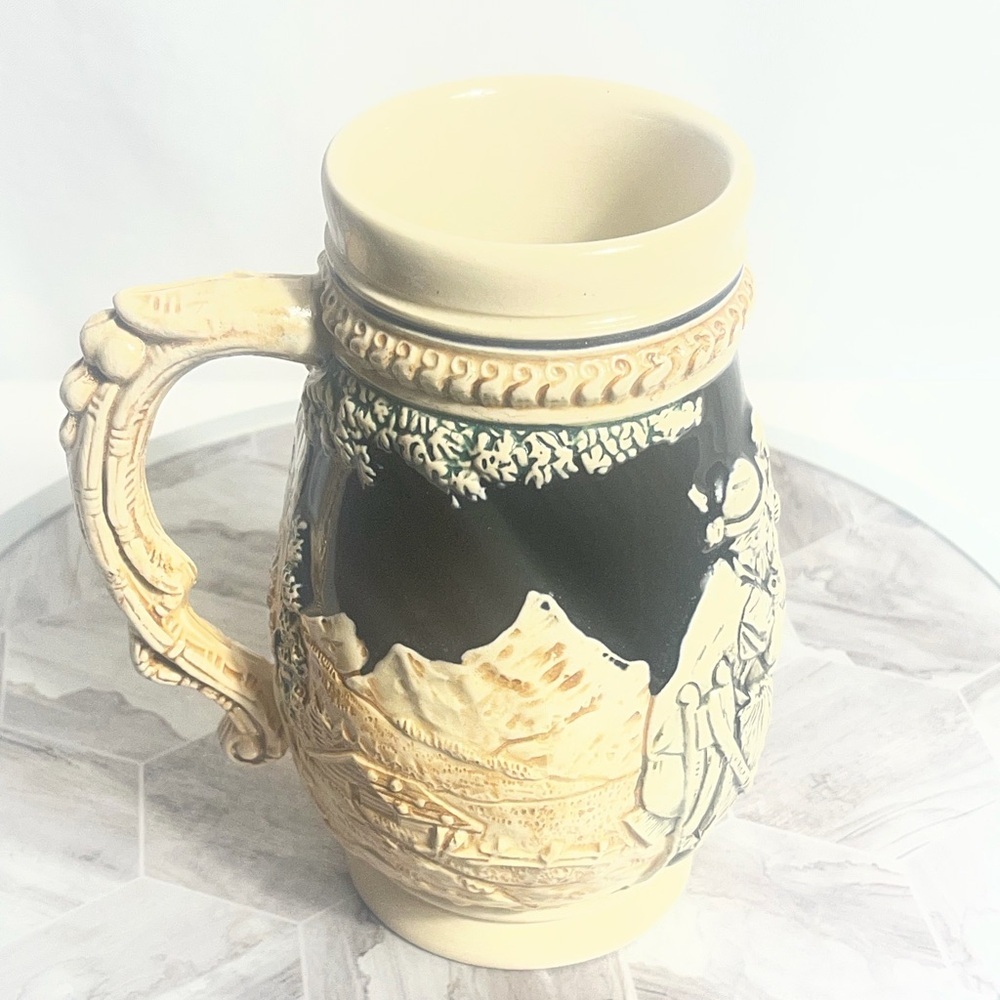 Vintage Style German Beer Stein Relief Scene Ceramic Mug With Handle - Picture 3 of 12